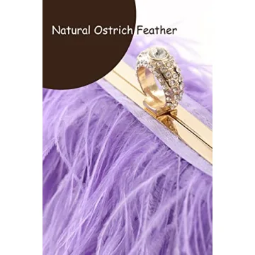 Women Real Natural Ostrich Feather Evening Bags Purses Clutch Vintage Banquet Handbag (purple)