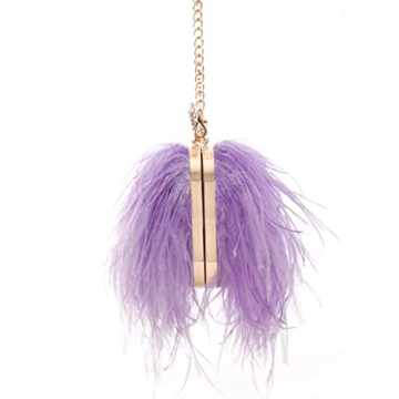 Women Real Natural Ostrich Feather Evening Bags Purses Clutch Vintage Banquet Handbag (purple)