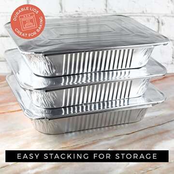 NYHI 9x13 Disposable Aluminum Foil Pans with Lids Pack
