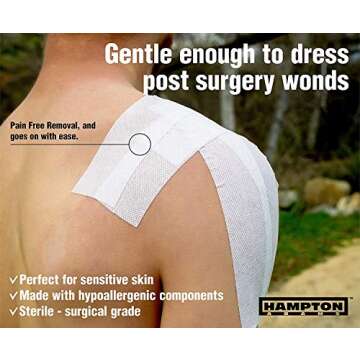 Hampton Adams Medical Dressing Retention Tape (30ft) | Non-Woven Hypoallergenic Cloth