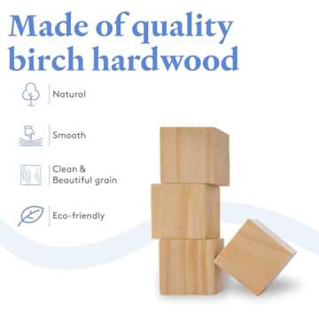 DIY Wooden Cubes 3/4-inch, Pack of 100 Small Blank Wooden Blocks, Unfinished Wood Blocks for Crafts, STEM, Dice, and Building Blocks for Stacking, by Woodpeckers