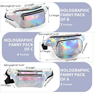 Holographic Fanny Packs for Women – Outdoor Sport Waist Pack for Running, Hiking, Traveling for Men (Silver)