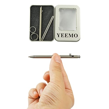 YEEMO Mini Pen,Non-Toxic Titanium EDC Pen with Keychain, Compact and Stylish Small Pen(Only 82mm in ...