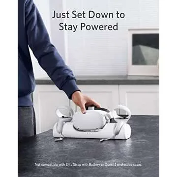 Anker Charging Dock for Oculus Quest 2, Oculus Certified Charging Station Stand Set, Headset Display Holder and Controller Mount Station with 2 Rechargeable Batteries, USB-C Charger and Cable