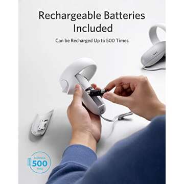 Anker Charging Dock for Oculus Quest 2, Oculus Certified Charging Station Stand Set, Headset Display Holder and Controller Mount Station with 2 Rechargeable Batteries, USB-C Charger and Cable