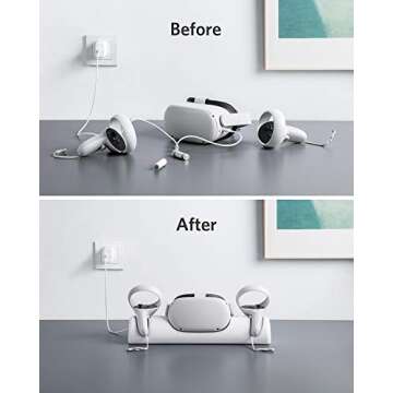 Anker Charging Dock for Oculus Quest 2, Oculus Certified Charging Station Stand Set, Headset Display Holder and Controller Mount Station with 2 Rechargeable Batteries, USB-C Charger and Cable