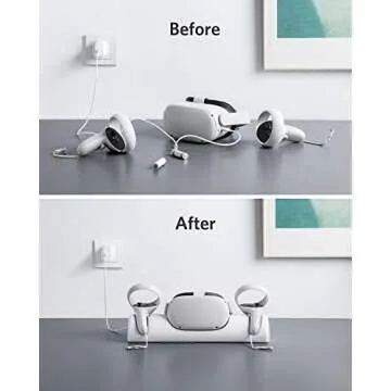 Anker Charging Dock for Oculus Quest 2, Oculus Certified Charging Station Stand Set, Headset Display Holder and Controller Mount Station with 2 Rechargeable Batteries, USB-C Charger and Cable