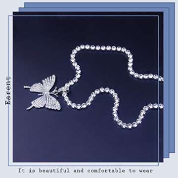 EARENT Rhinestone Butterfly Choker Necklace Crystal Pendant Necklaces Chain Sparkly Neck Jewelry for...