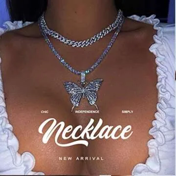 Stylish Rhinestone Butterfly Necklace for Women