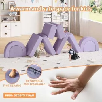 MOOITZ 10Pcs Kids Modular Play Couch, Creative Toddler Couch for Playroom Bedroom, Modular Foam Couch for Kids, Convertible Kids Sofa for Boys and Girls-Blueberry