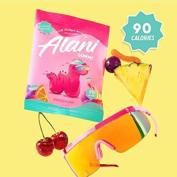 Alani Gummis Sour Gummy Worms Low Sugar Gummy Candy (6G) | 90 Calories per Bag | On-The-Go Snacks | Gluten Free | 6G of Fiber | Naturally Flavored | Pack of 12