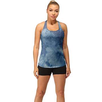 icyzone Built in Bra Workout Tank Tops for Women - Open Back Strappy Athletic Yoga Tops Exercise Run...