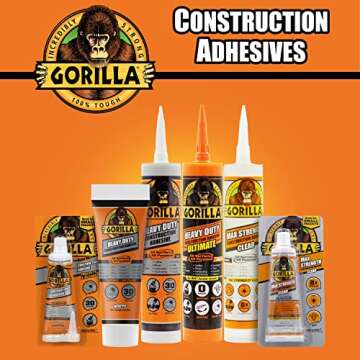 Gorilla Heavy Duty Construction Adhesive, 7 Ounce Squeeze Tube, White, (Pack of 1)