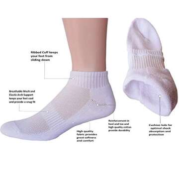 FORMEU Women's Moisture Wicking Athletic Low Cut Ankle Cotton Cushion Socks Breathable Comfortable 4...