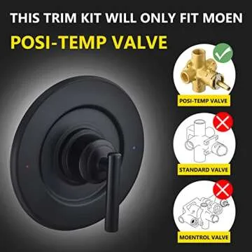 Moen T2901BL Gibson Valve Trim Kit - Sleek Matte Black Finish