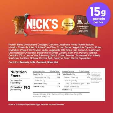 Nick's Keto-Friendly Protein Bars Chocolate Caramel 15g Protein