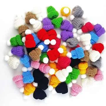 GXXMEI 55PCS Mini Christmas Knit Hats - DIY Hair Accessories Crafts & Ornaments (Multi-Color)