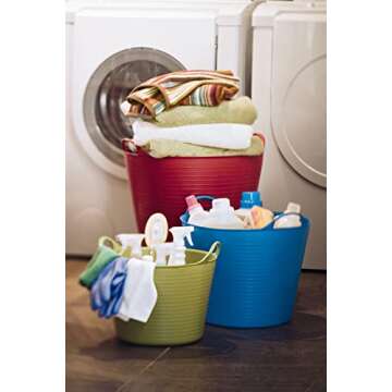 Red Gorilla Large Flexible Plastic Tub, Toy Storage, Laundry, Gardening & More, 38 Liter/10 Gallon, Blue