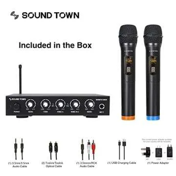 Sound Town Wireless Microphone Karaoke Mixer System with HD Audio Return Channel, Optical (Toslink), AUX, Supports Smart TV, Media Box, PC, Bluetooth, Soundbar, Receiver (SWM16-MAX)