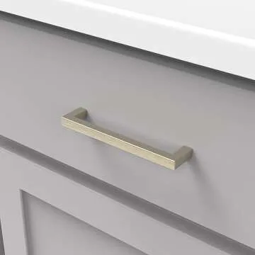 Hickory Hardware 10 Pack Solid Core Kitchen Cabinet Pulls, Luxury Cabinet Handles, Hardware for Doors & Dresser Drawers, 5-1/16 Inch (128mm) Hole Center, Elusive Golden Nickel, Skylight Collection