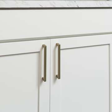 Hickory Hardware 10 Pack Solid Core Kitchen Cabinet Pulls, Luxury Cabinet Handles, Hardware for Doors & Dresser Drawers, 5-1/16 Inch (128mm) Hole Center, Elusive Golden Nickel, Skylight Collection