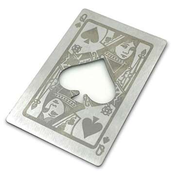Lesencen Metal Card Bottle Opener Stainless Steel Silver with Engraved Pattern (Style Q, 10PCS)