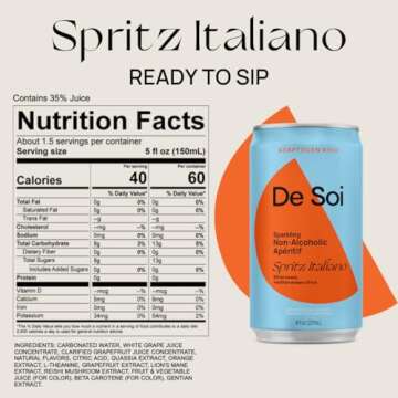 De Soi Spritz Italiano Non-Alcoholic Aperitif by Katy Perry - Sparkling Adaptogen Beverage with L-th...