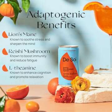 De Soi Spritz Italiano Non-Alcoholic Aperitif by Katy Perry - Sparkling Adaptogen Beverage with L-theanine, Lion's Mane, Reishi Mushroom | Non-Alcoholic, Vegan & Gluten-Free | 4-PACK (8 Fl Oz Cans)