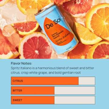 De Soi Spritz Italiano Non-Alcoholic Aperitif by Katy Perry - Sparkling Adaptogen Beverage with L-theanine, Lion's Mane, Reishi Mushroom | Non-Alcoholic, Vegan & Gluten-Free | 4-PACK (8 Fl Oz Cans)