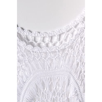 CUPSHE Women's White Crochet Swimsuit Cover Up with Tassel