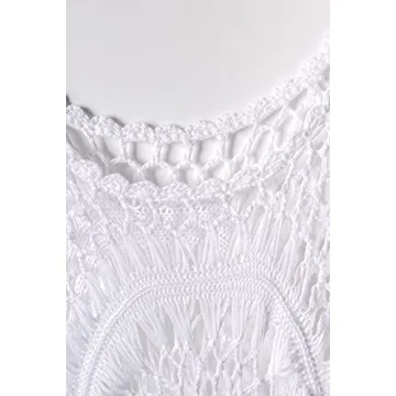 CUPSHE Women's White Crochet Swimsuit Cover Up with Tassel