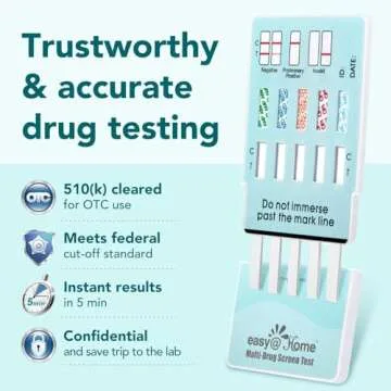 Easy@Home Multi-Drug Screen Test: Testing Amphetamine Oxazepam Cocaine Morphine Cannabinoids Home Urine Drug Testing Kits - #EDOAP-754 (5 Pack)