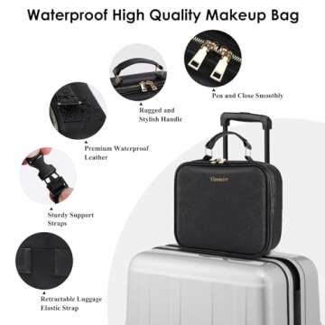 Travel Makeup Bag with LED Lighted Mirror for Perfect Organization