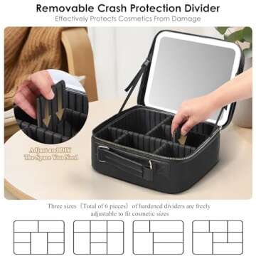 Travel Makeup Bag with LED Lighted Mirror for Perfect Organization