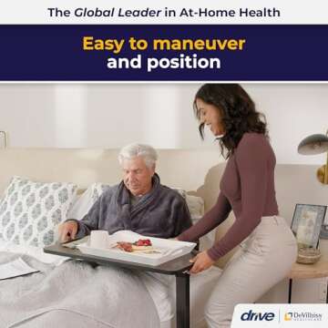 Adjustable Drive Medical Overbed Table with Wheels