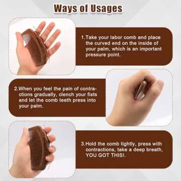 Birthing Comb, Natural Wooden Labor Comb Birth Comb for Labor Pain Labor and Delivery Essentials Comb Tool Labor Gift for Pregnancy Women Expectant Mothers