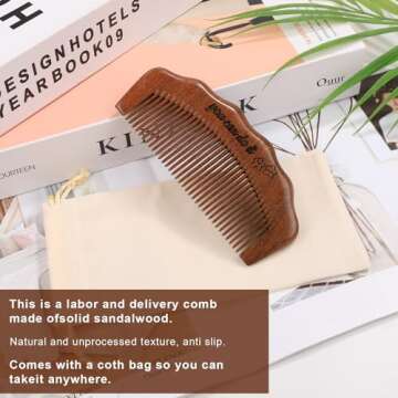 Birthing Comb, Natural Wooden Labor Comb Birth Comb for Labor Pain Labor and Delivery Essentials Comb Tool Labor Gift for Pregnancy Women Expectant Mothers