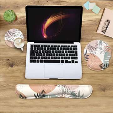 Memory Foam Ergonomic Keyboard Wrist Rest Pad and Mouse Wrist Rest Support Mouse Pad Set with Non-Slip Rubber Base Set for Office Gaming Easy Typing & Pain Relief - Minimalistic