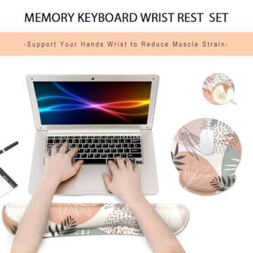 Memory Foam Ergonomic Keyboard Wrist Rest Pad and Mouse Wrist Rest Support Mouse Pad Set with Non-Slip Rubber Base Set for Office Gaming Easy Typing & Pain Relief - Minimalistic
