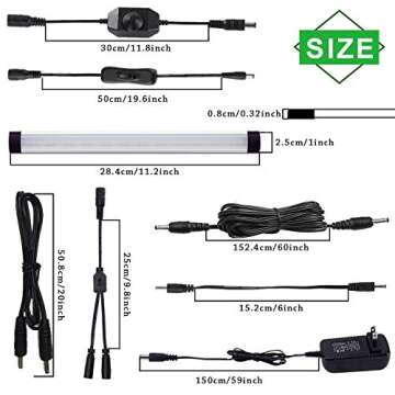 AIBOO LED Under Counter Light Rigid Bar Kit, Plug in Corded Under Cabinet Lighting with 12V LED Dimmable Switch for Counter Shelf Showcase Display Lighting (6 Panels,Warm White)