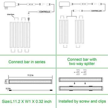 AIBOO LED Under Counter Light Rigid Bar Kit, Plug in Corded Under Cabinet Lighting with 12V LED Dimmable Switch for Counter Shelf Showcase Display Lighting (6 Panels,Warm White)