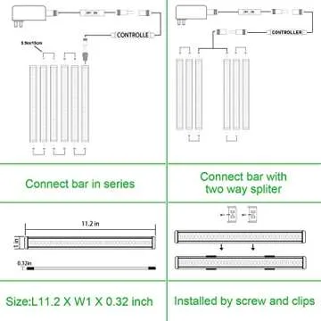 AIBOO LED Under Counter Light Rigid Bar Kit, Plug in Corded Under Cabinet Lighting with 12V LED Dimmable Switch for Counter Shelf Showcase Display Lighting (6 Panels,Warm White)