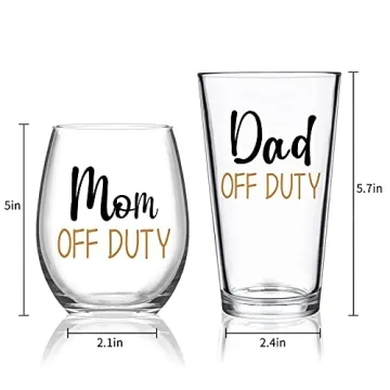 Dad & Mom Off Duty Glass Set - Perfect for New Parents