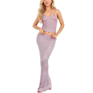 Chic Naileksi Glitter Knit 2 Piece Set for Parties and Holidays