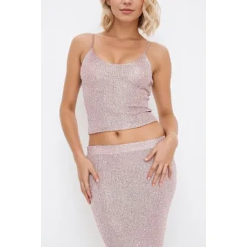 Chic Naileksi Glitter Knit 2 Piece Set for Parties and Holidays