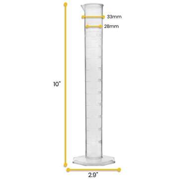 EISCO Plastic Graduated Cylinder, 100ml - Scientific Measuring Cylinder with Extra Stable Base - Pol...
