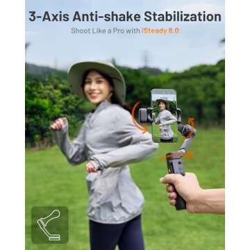 Hohem iSteady X3 Gimbal Stabilizer for iPhone, Phone Stabilizer for Video Recording with Object Tracking, 3-Axis Foldable Phone Gimbal with Remote Control for Tiktok, Built-in Extendable Rod & Tripod