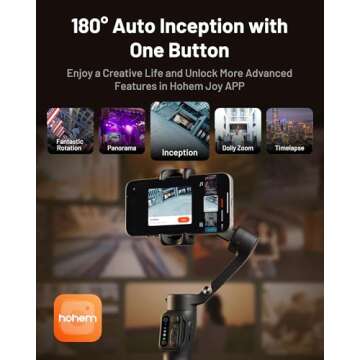 Hohem iSteady X3 Gimbal Stabilizer for iPhone, Phone Stabilizer for Video Recording with Object Tracking, 3-Axis Foldable Phone Gimbal with Remote Control for Tiktok, Built-in Extendable Rod & Tripod