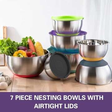AIKKIL Stainless Steel Nesting Bowls with Lids