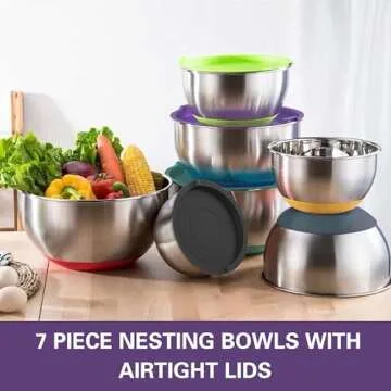 AIKKIL Stainless Steel Nesting Bowls with Lids